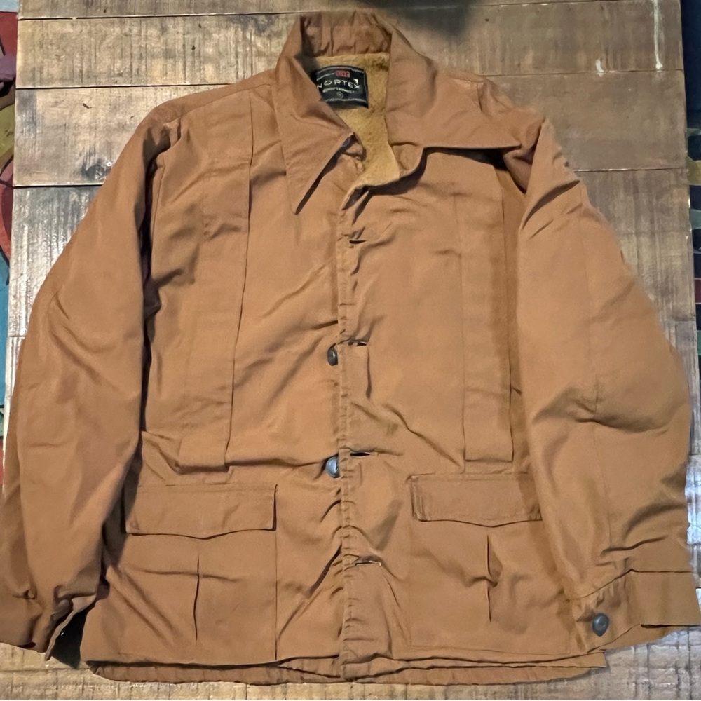 Vintage 1960s Nortex Sportswear Loop Collar Brown Button Jacket